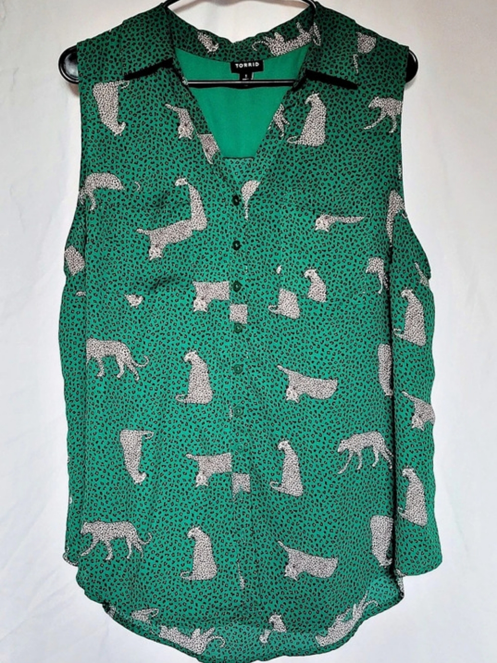 Torrid Animal Print Blouse Green & White Size 1